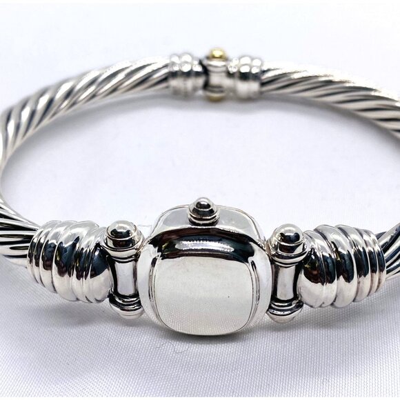 David Yurman Hinge Watch Case Bangle Bracelet 925 585 14k 8.5" - Picture 2 of 10
